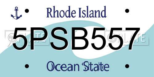 5PSB557 Rhode Island License Plate