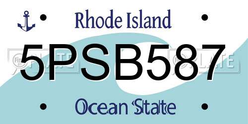 5PSB587 Rhode Island License Plate