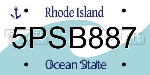 5PSB887 Rhode Island License Plate