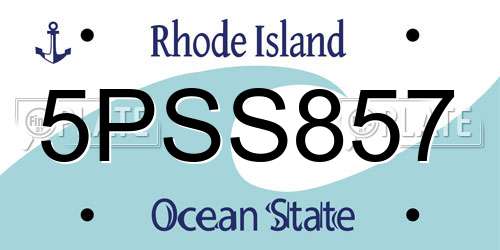 5PSS857 Rhode Island License Plate