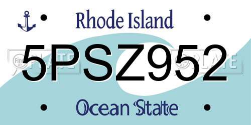 5PSZ952 Rhode Island License Plate