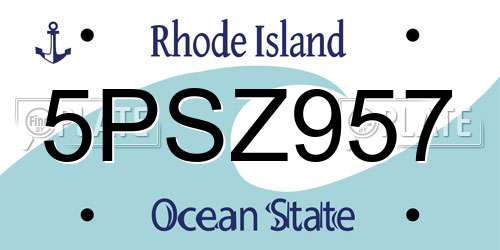 5PSZ957 Rhode Island License Plate
