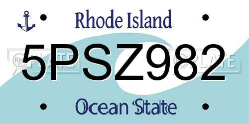 5PSZ982 Rhode Island License Plate