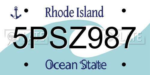 5PSZ987 Rhode Island License Plate