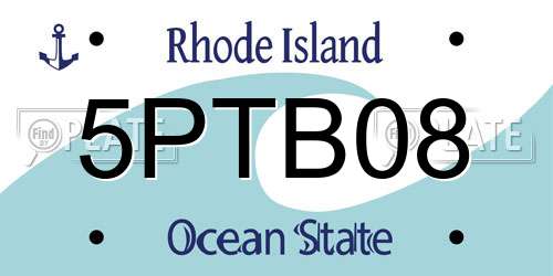 5PTB08 Rhode Island License Plate