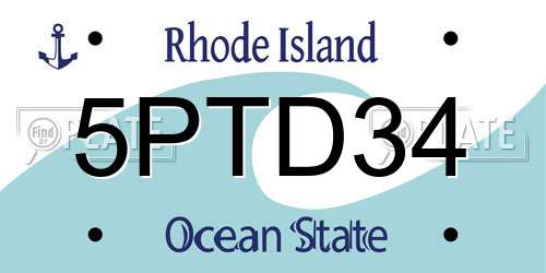 5PTD34 Rhode Island License Plate