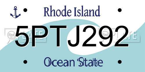 5PTJ292 Rhode Island License Plate
