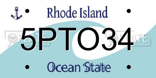 5PTO34 Rhode Island License Plate