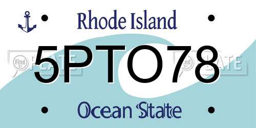 5PTO78 Rhode Island License Plate