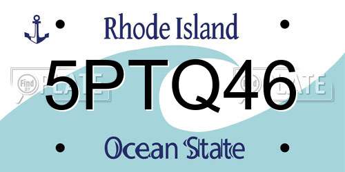 5PTQ46 Rhode Island License Plate
