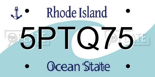 5PTQ75 Rhode Island License Plate
