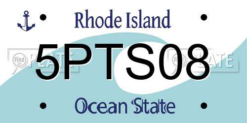 5PTS08 Rhode Island License Plate