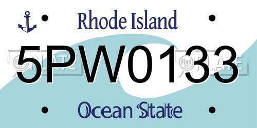 5PW0133 Rhode Island License Plate