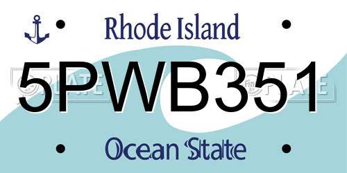 5PWB351 Rhode Island License Plate