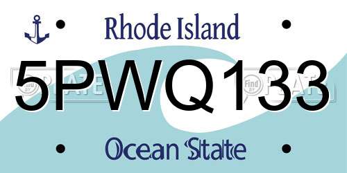 5PWQ133 Rhode Island License Plate