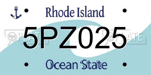 5PZ025 Rhode Island License Plate
