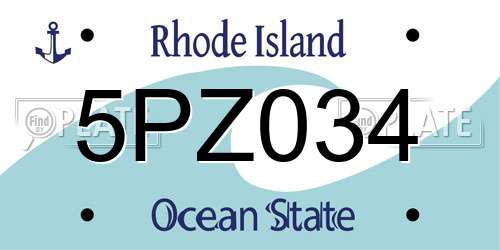 5PZ034 Rhode Island License Plate