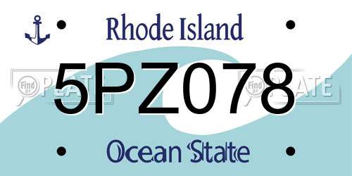 5PZ078 Rhode Island License Plate