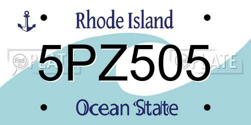 5PZ505 Rhode Island License Plate