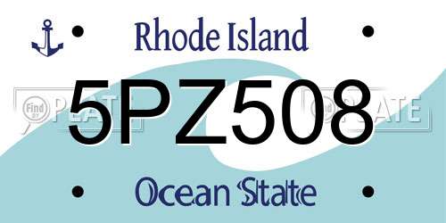 5PZ508 Rhode Island License Plate