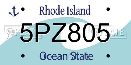5PZ805 Rhode Island License Plate