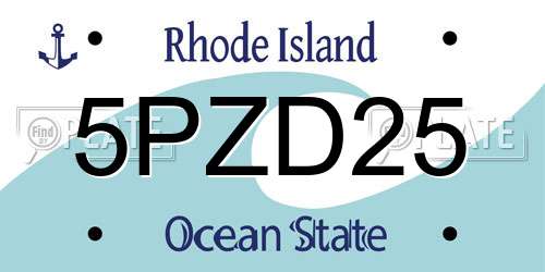 5PZD25 Rhode Island License Plate