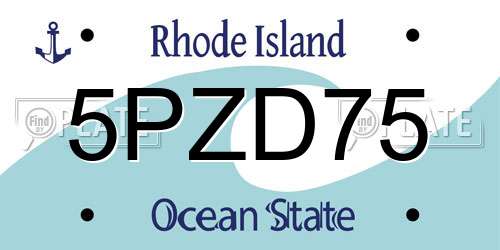 5PZD75 Rhode Island License Plate