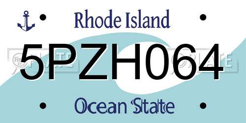5PZH064 Rhode Island License Plate