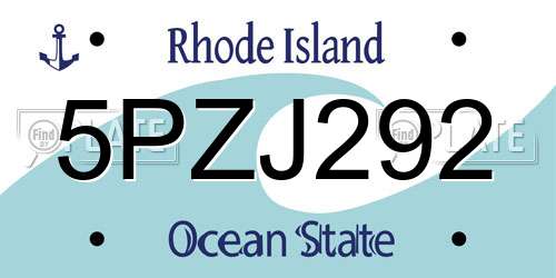 5PZJ292 Rhode Island License Plate