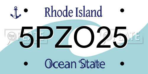 5PZO25 Rhode Island License Plate