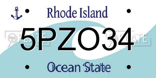 5PZO34 Rhode Island License Plate