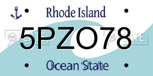 5PZO78 Rhode Island License Plate