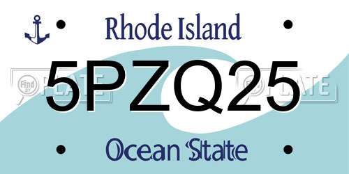 5PZQ25 Rhode Island License Plate