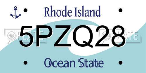 5PZQ28 Rhode Island License Plate
