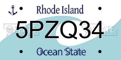 5PZQ34 Rhode Island License Plate