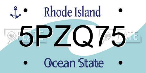 5PZQ75 Rhode Island License Plate
