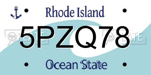 5PZQ78 Rhode Island License Plate