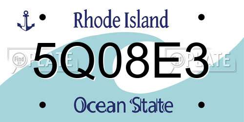 5Q08E3 Rhode Island License Plate