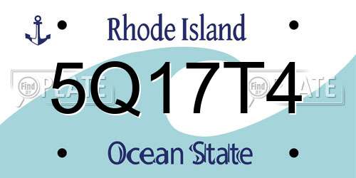 5Q17T4 Rhode Island License Plate