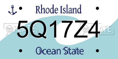 5Q17Z4 Rhode Island License Plate