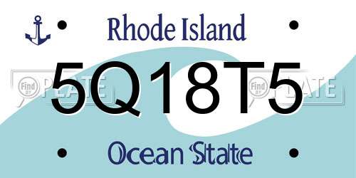5Q18T5 Rhode Island License Plate