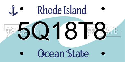 5Q18T8 Rhode Island License Plate