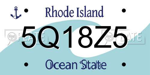 5Q18Z5 Rhode Island License Plate