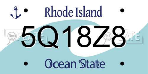 5Q18Z8 Rhode Island License Plate
