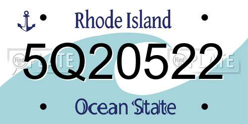 5Q20522 Rhode Island License Plate
