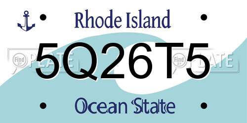 5Q26T5 Rhode Island License Plate
