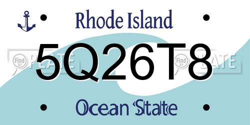5Q26T8 Rhode Island License Plate