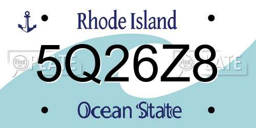5Q26Z8 Rhode Island License Plate