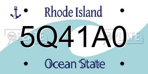 5Q41A0 Rhode Island License Plate