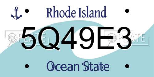 5Q49E3 Rhode Island License Plate